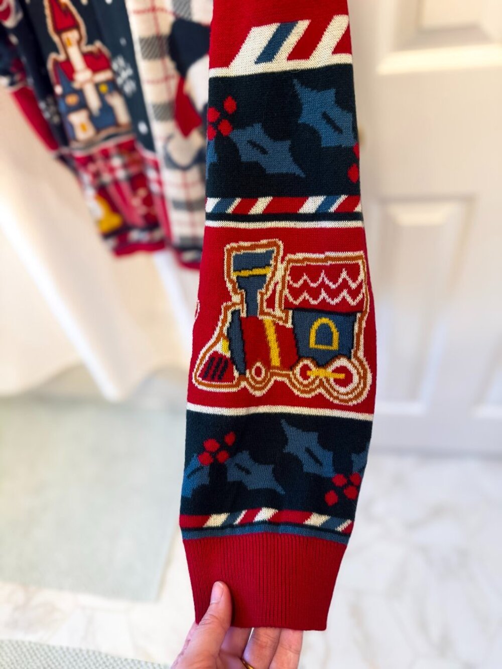RARE Disneyland Resort Christmas Spirit Jersey Knit Sweater Mickey Holiday Plaid - Picture 9 of 14